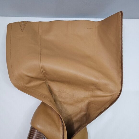 Paige Keely Knee High Boot Womens 11 Cognac Tan Leather Tall Heeled Riding Fall - Picture 10 of 15